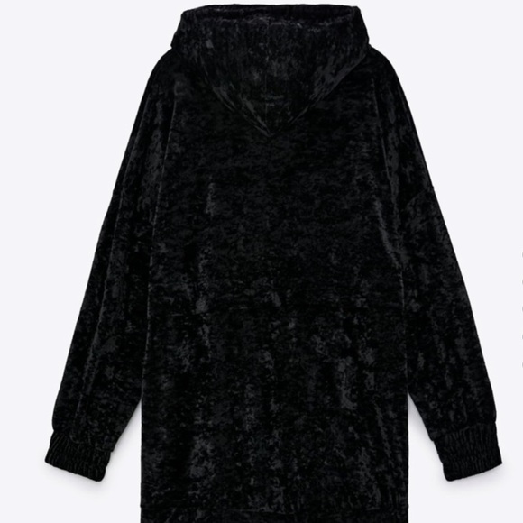 ZARA BNWT Hooded Velvet Sweatshirt with Front Pouch Pockets - Picture 4 of 4